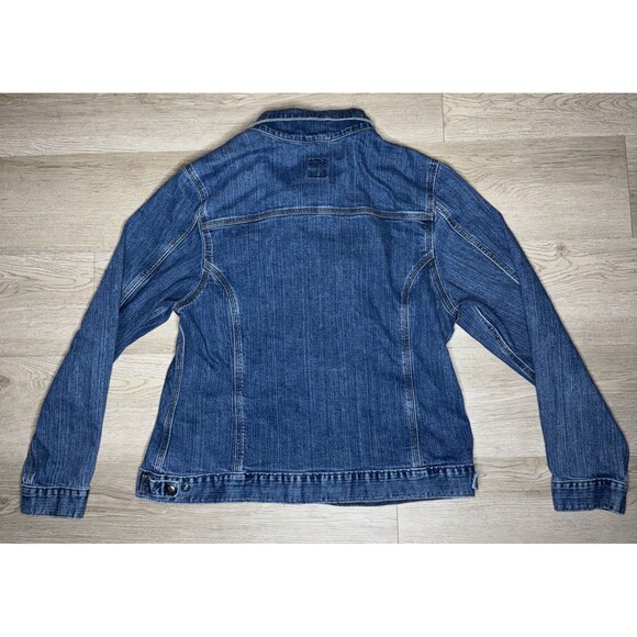 Carhartt For Women Denim Trucker Jacket Stretch Blue Snap Front Dark Wash XL - Picture 5 of 6